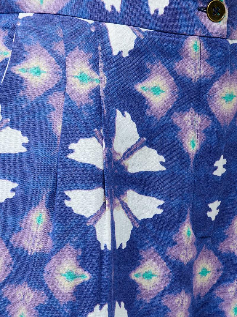 French Connection Dory Linen Blend Wide Leg Trousers Royal Blue