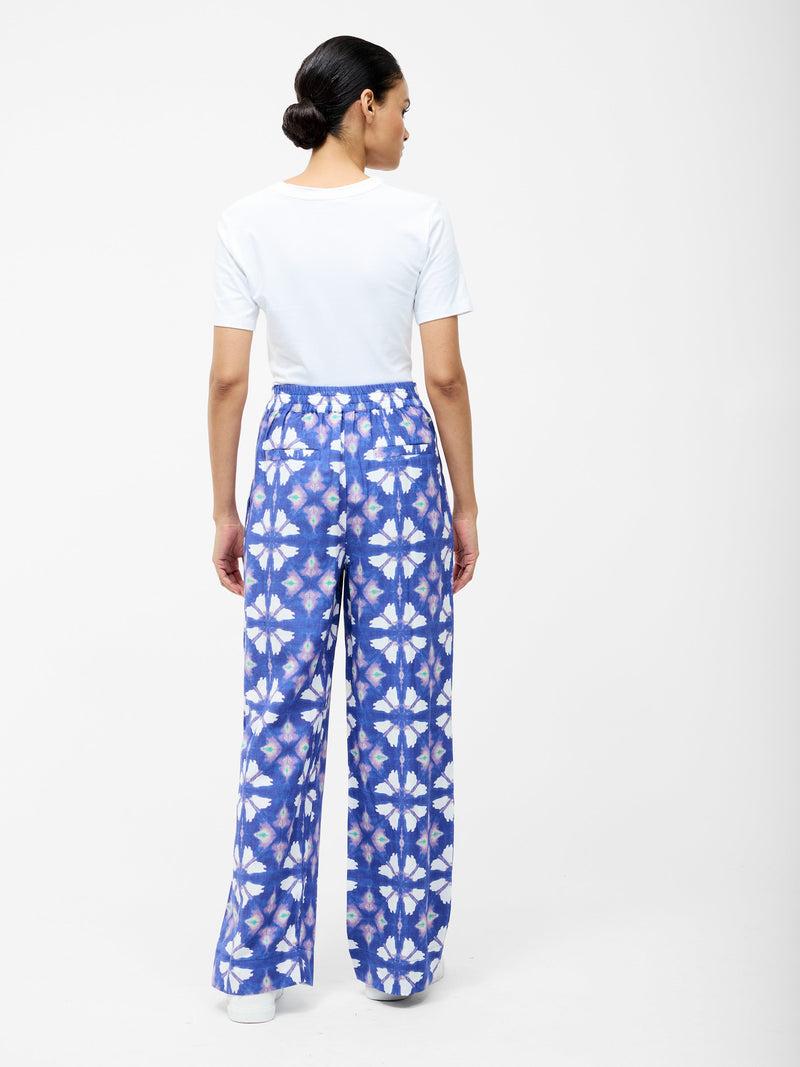 French Connection Dory Linen Blend Wide Leg Trousers Royal Blue