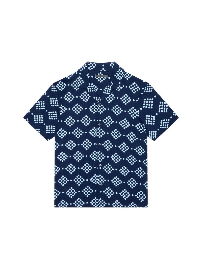 french connection Dot Viscose Revere Short Sleeve Shirt Marine