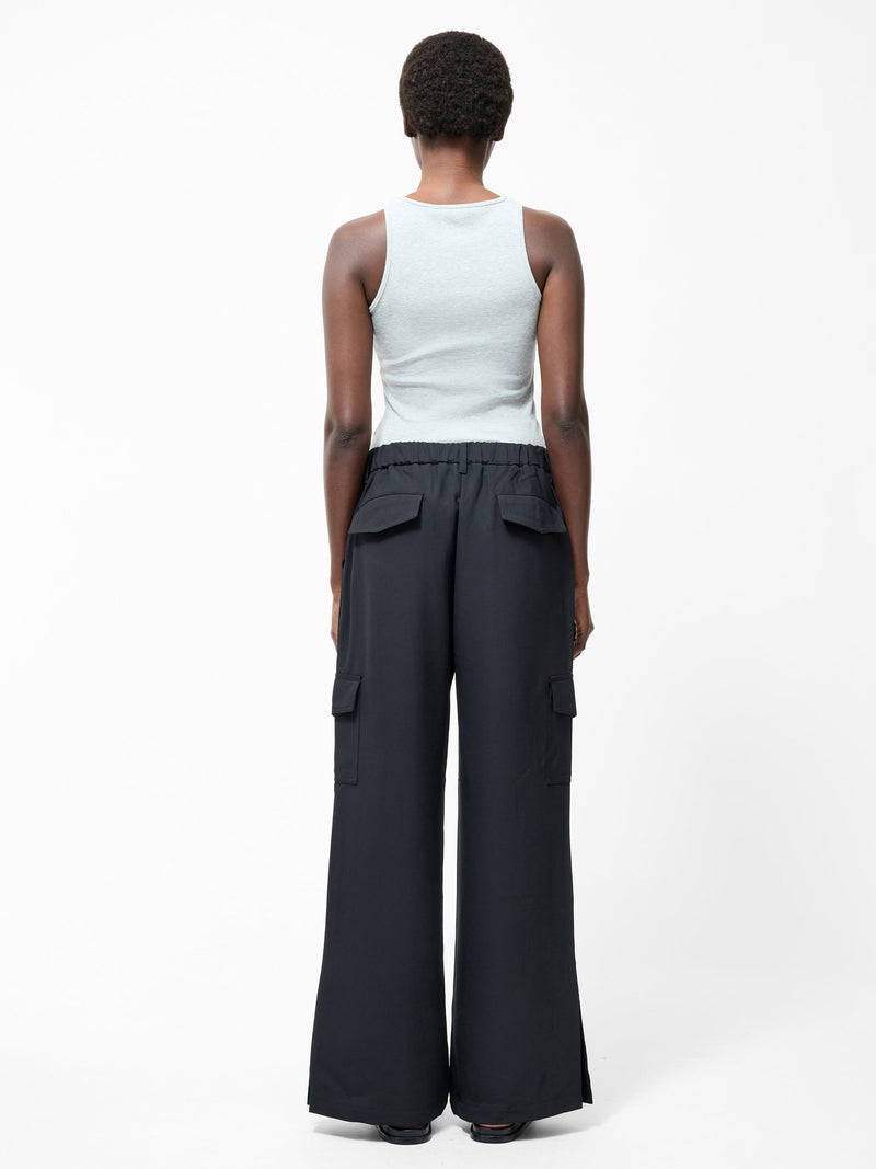 French Connection Drapey Wide Leg Combat Trousers Black