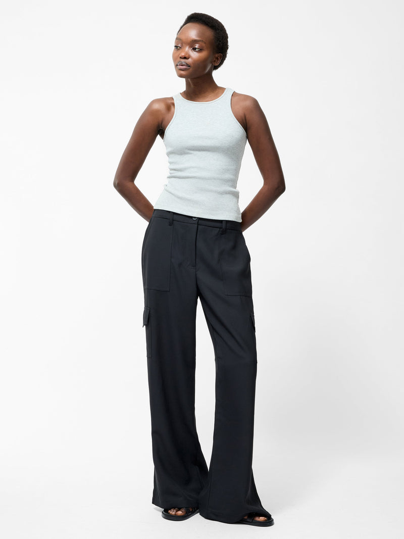 french connection Drapey Wide Leg Combat Trousers Black