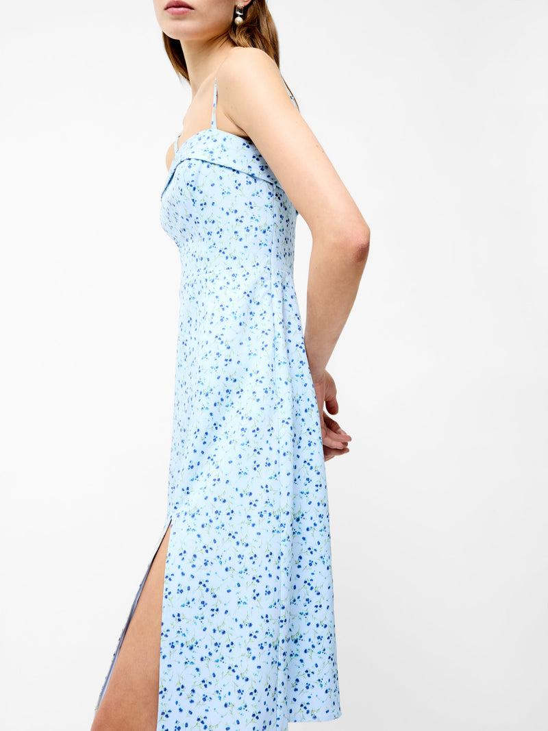 French Connection Echo Crepe Strappy Midi Dress Icy Blue Multi