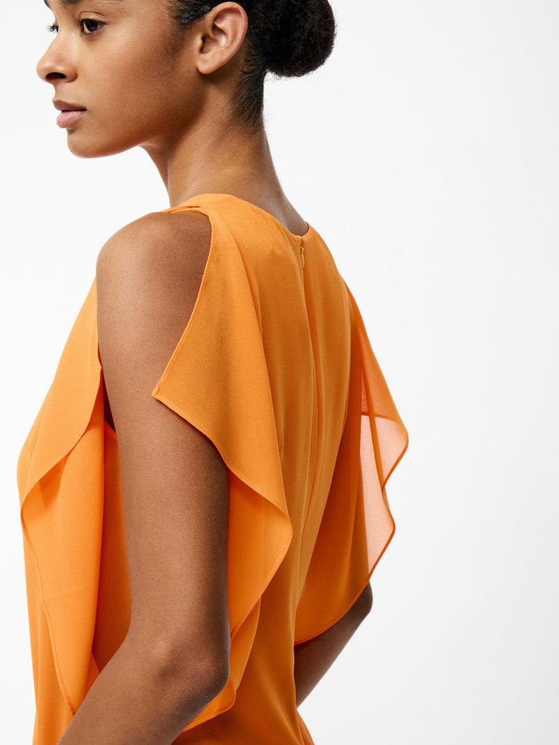 French Connection Eden Georgette Flutter Sleeve Top Papaya Orange