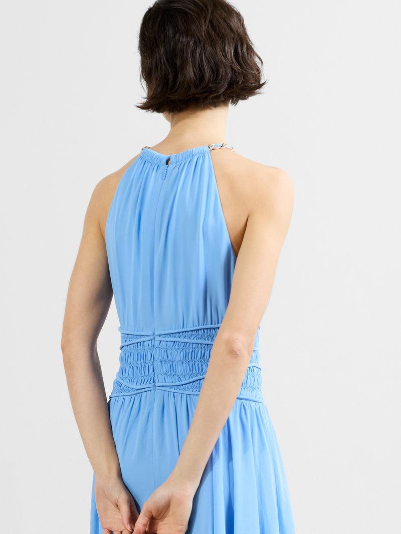 French Connection Eden Georgette Halterneck Maxi Dress Cornflower Blue