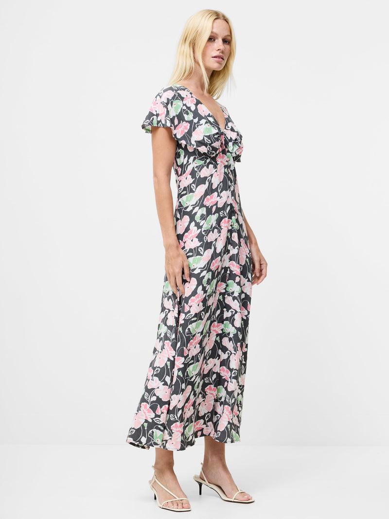French Connection Ellie Eco Cape Sleeve Tea Dress Graphite Multi