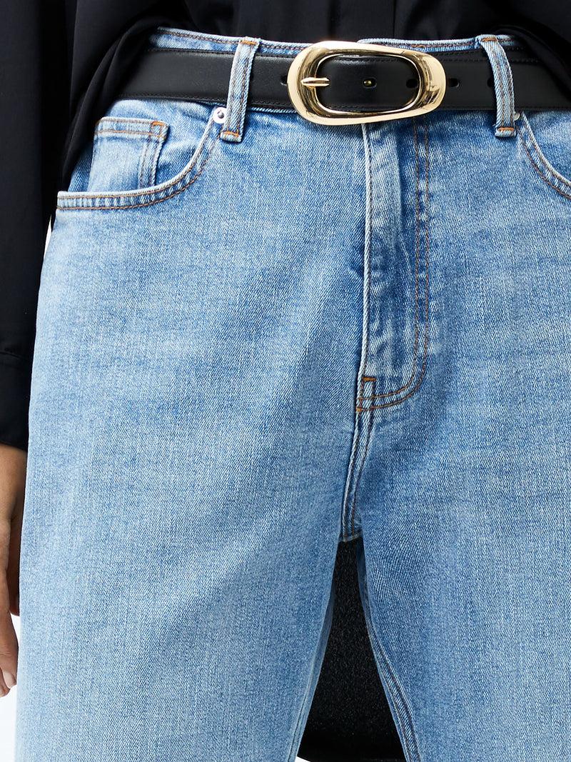 French Connection Elliot Denim Straight Leg Cropped Jeans 27 Inch Light Wash