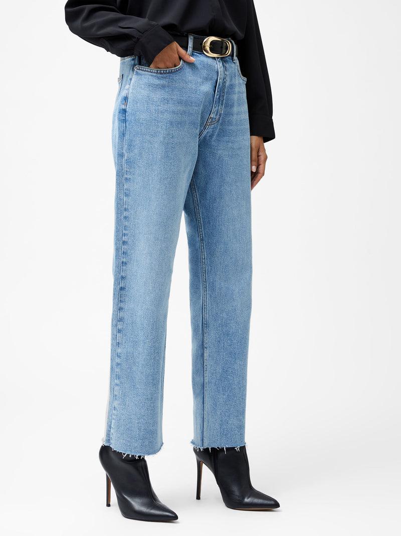 French Connection Elliot Denim Straight Leg Cropped Jeans 27 Inch Light Wash