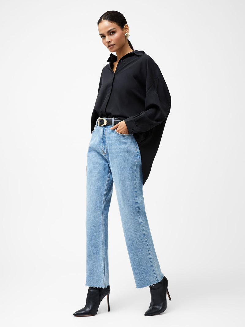 french connection Elliot Denim Straight Leg Cropped Jeans 27 Inch Light Wash