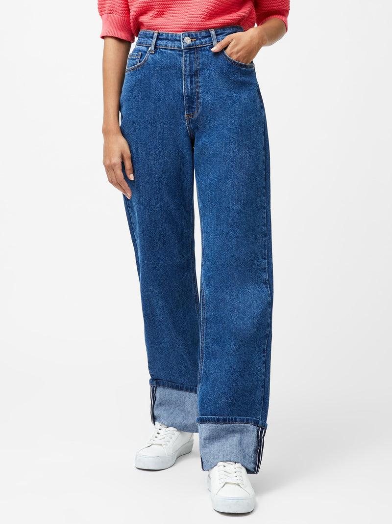 French Connection Elliot Denim Straight Leg Turn Up Jeans Vintage Blue