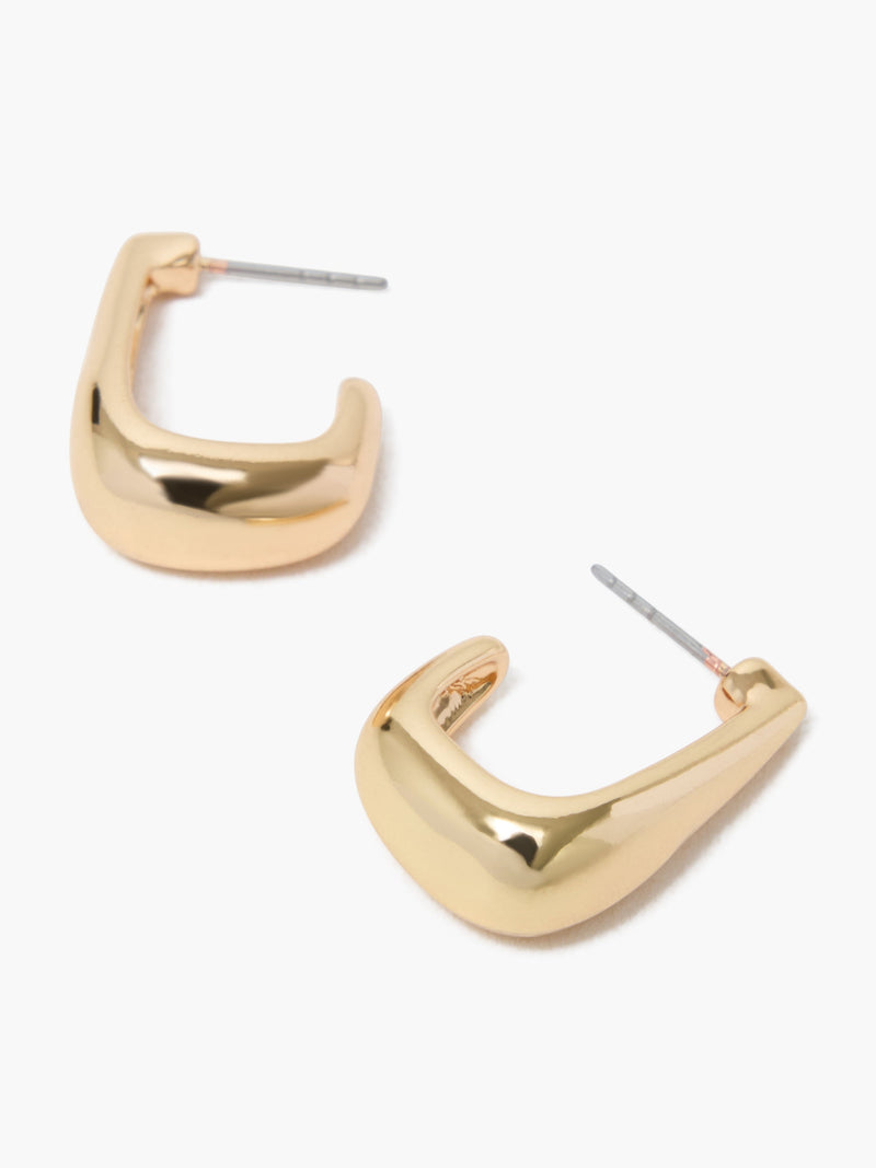 French Connection Elongated Teardrop Half Hoop Earrings Warm Gold