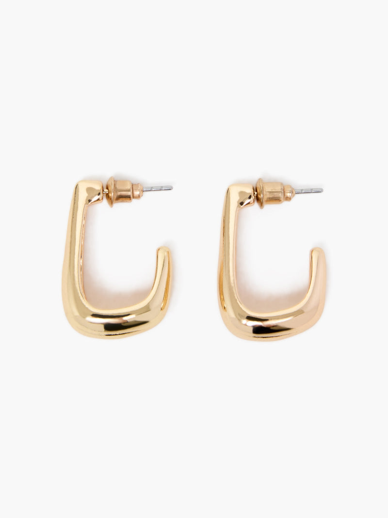 french connection Elongated Teardrop Half Hoop Earrings Warm Gold