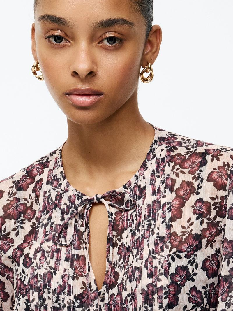 French Connection Elyse Hallie Crinkle Short Sleeve Top Blush Pink Floral