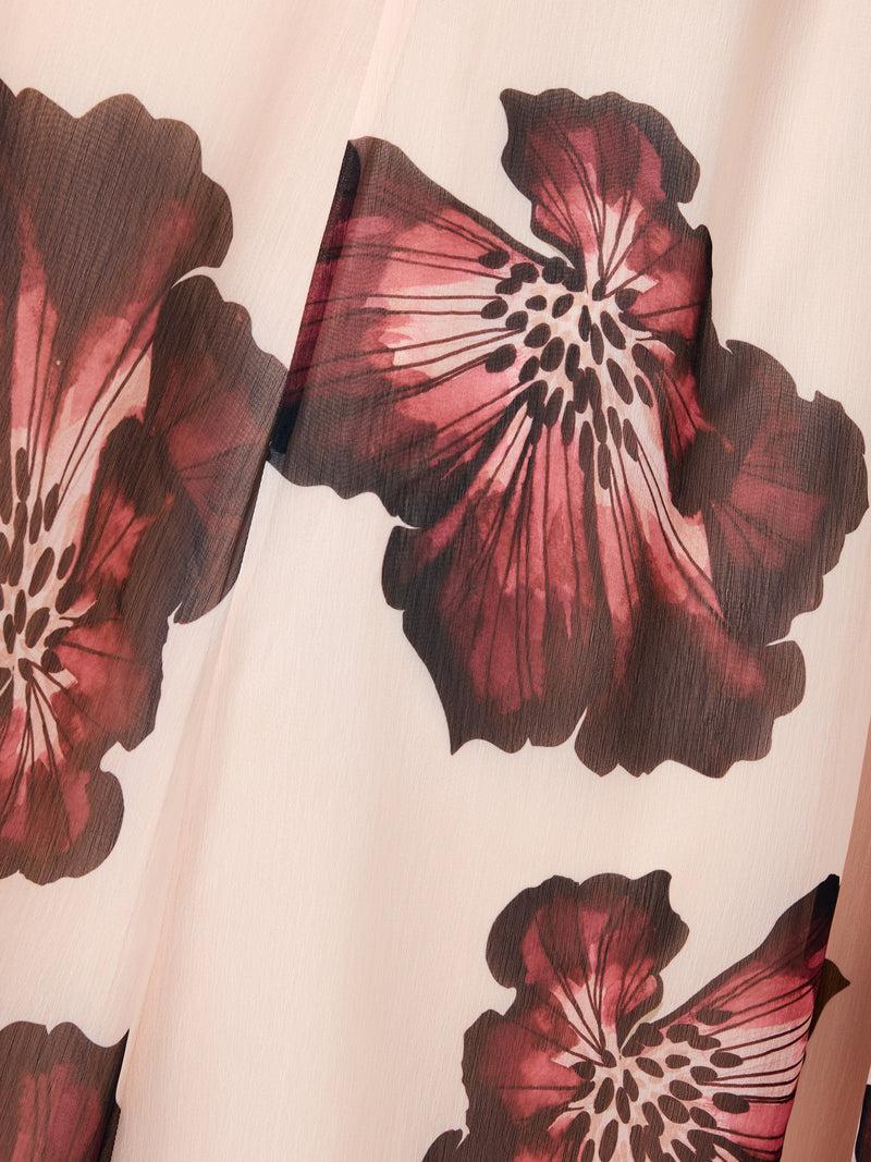 French Connection Elyse Hallie Crinkle V Neck Maxi Dress Blush Pink Floral