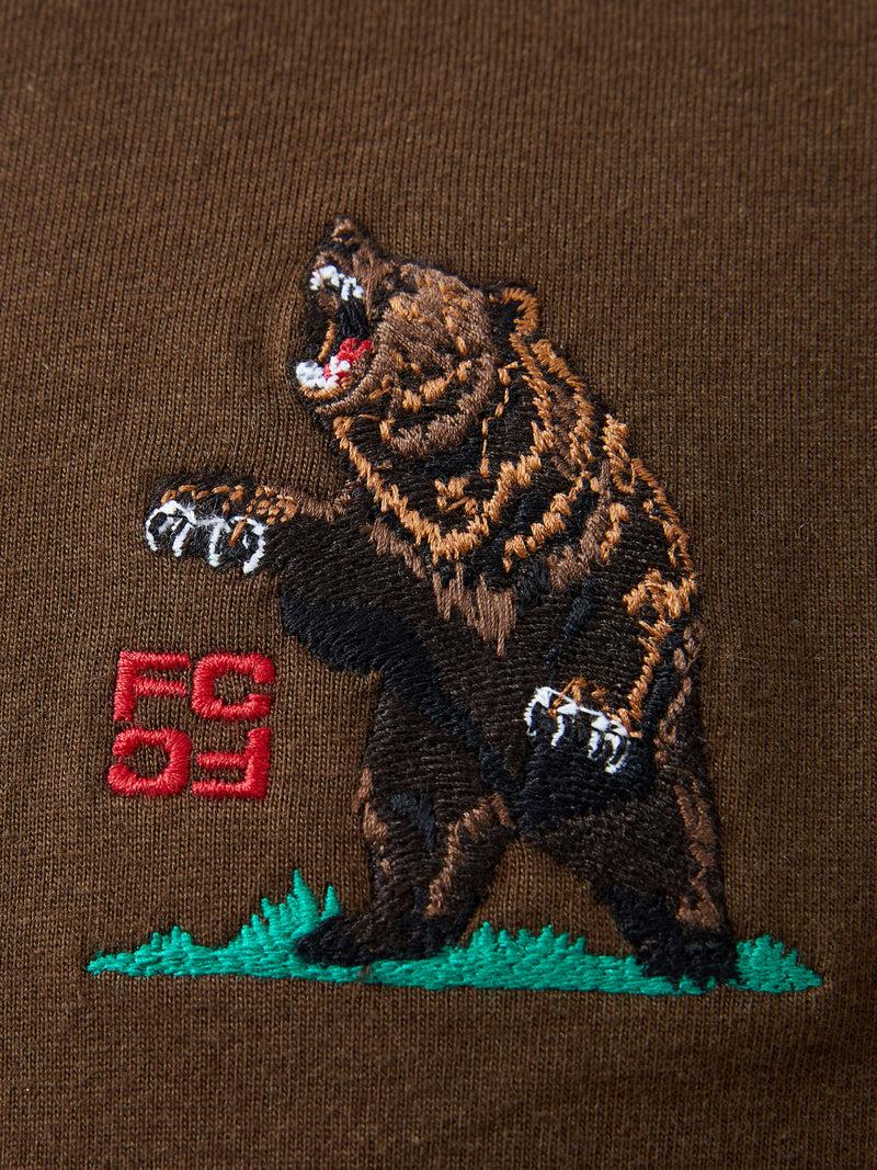 French Connection Embroidered Bear Organic Graphic T-Shirt Truffle Brown