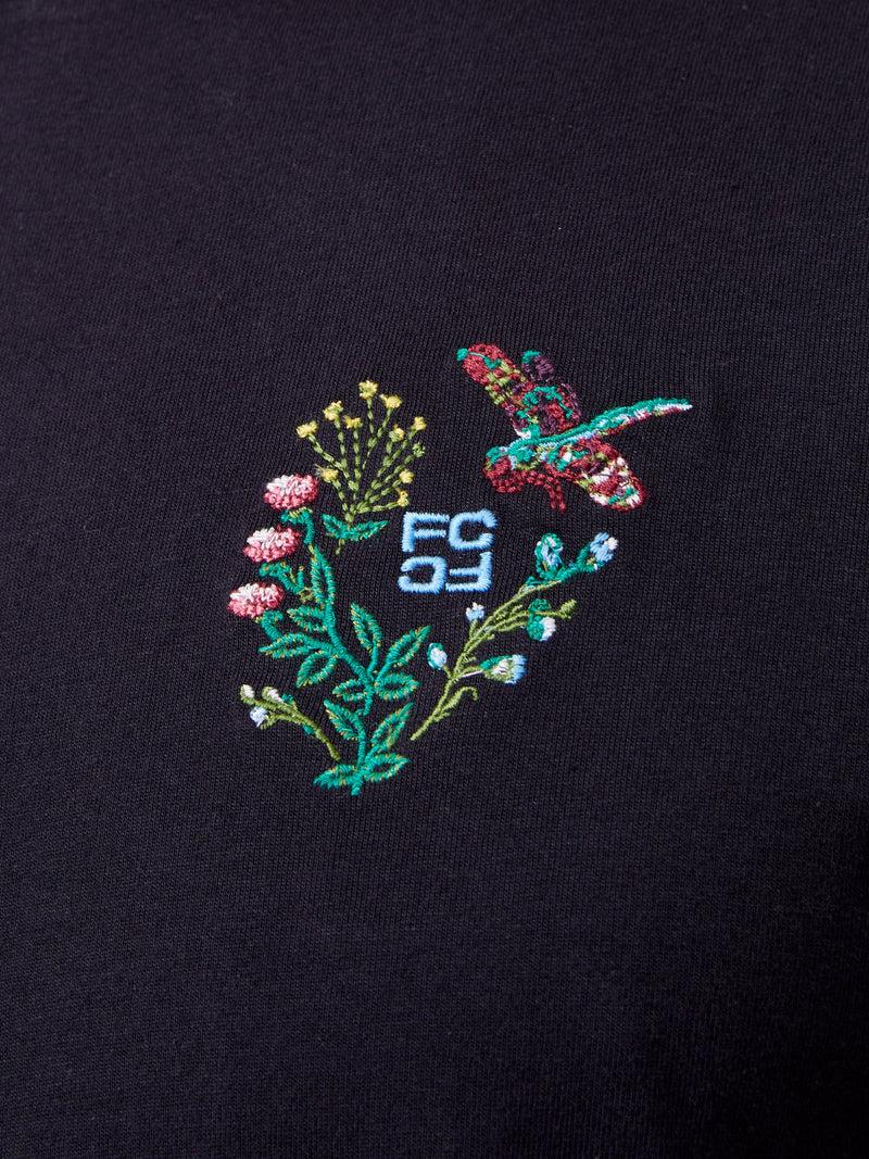 French Connection Embroidered Dragonfly Organic Graphic T-Shirt Black