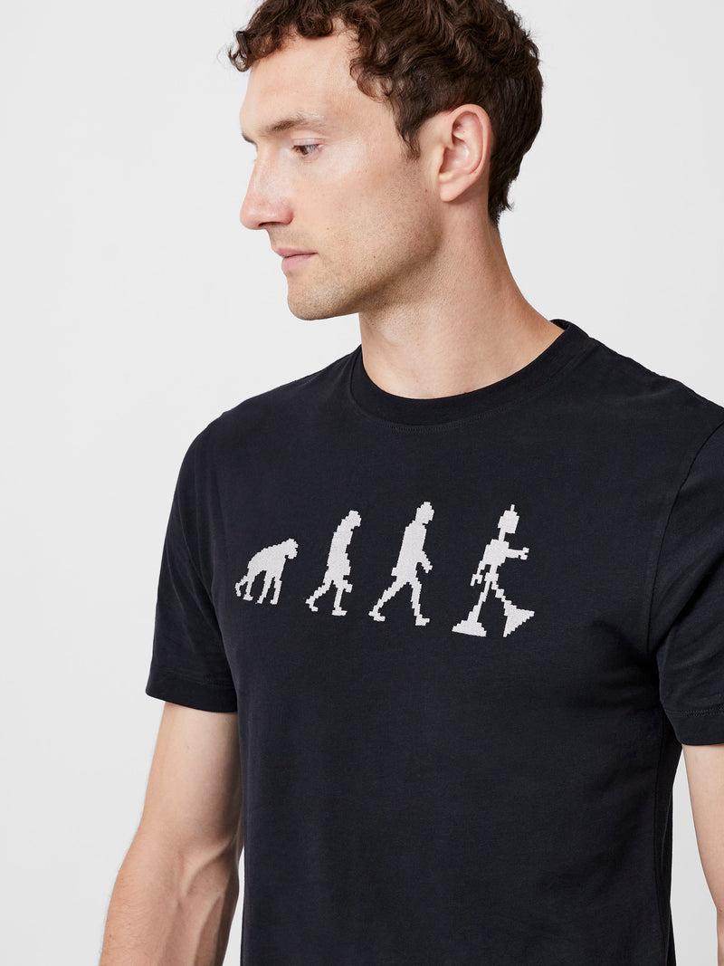 French Connection Embroidered Evolution Graphic T-Shirt Black