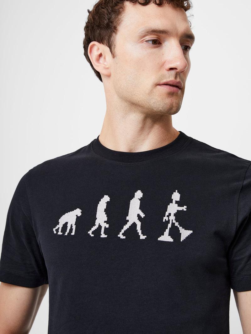 french connection Embroidered Evolution Graphic T-Shirt Black
