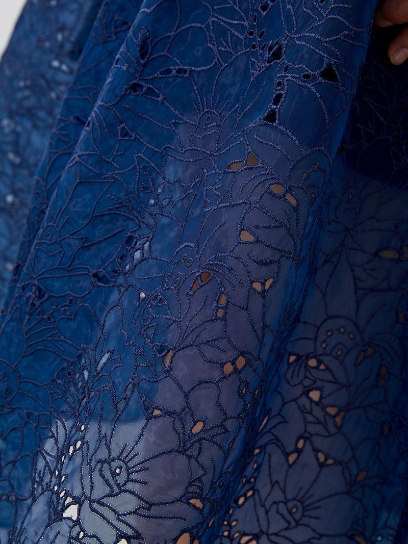 French Connection Embroidered Lace Strappy Dress Midnight Blue