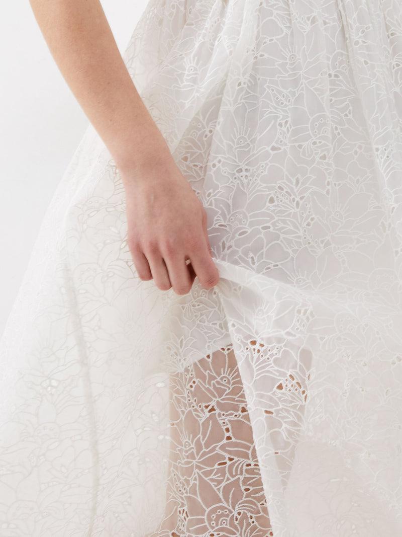 French Connection Embroidered Lace Strappy Dress Summer White