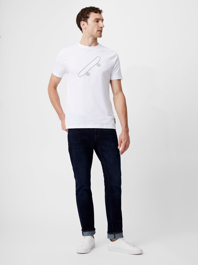 French Connection Embroidered Skateboard Graphic T-Shirt White