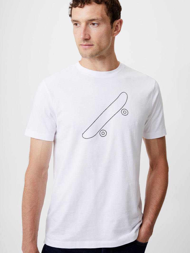 french connection Embroidered Skateboard Graphic T-Shirt White