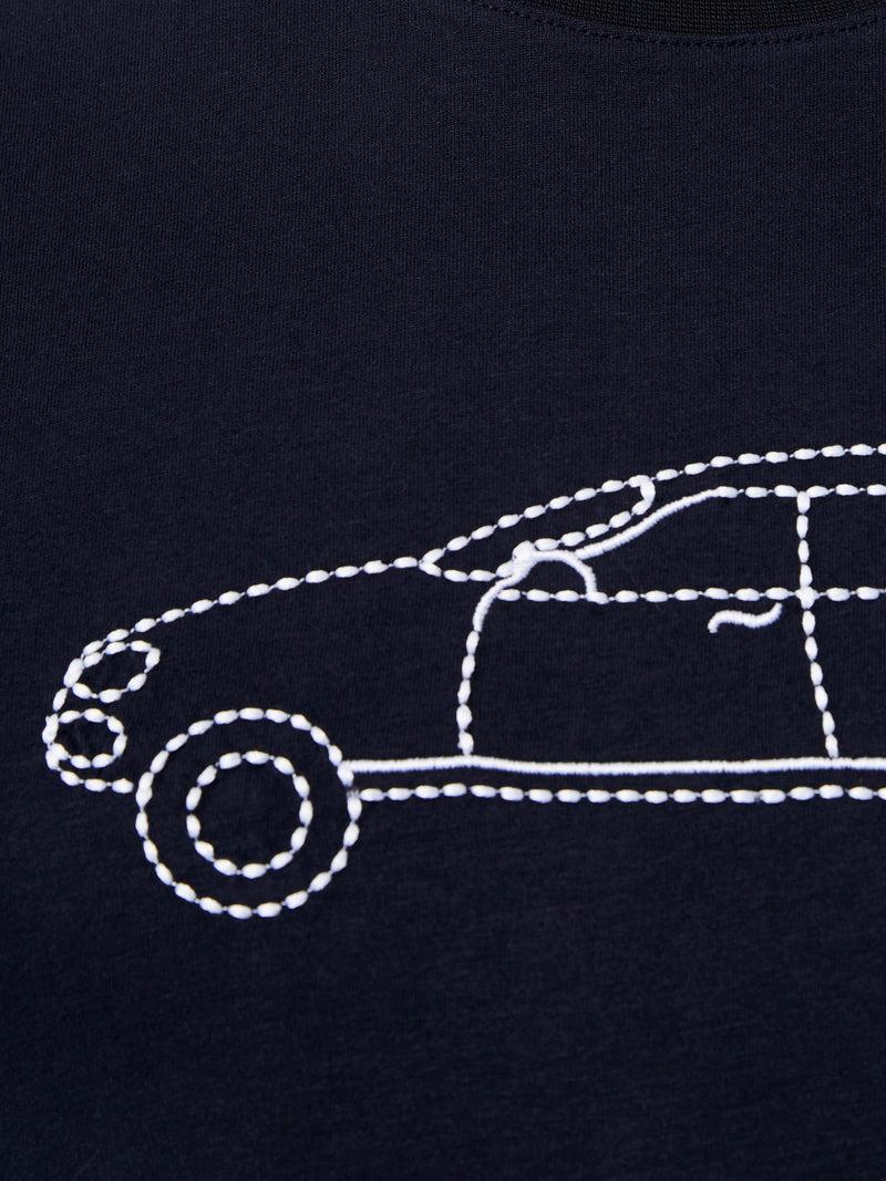 French Connection Embroidered Sports Car Graphic T-Shirt Marine