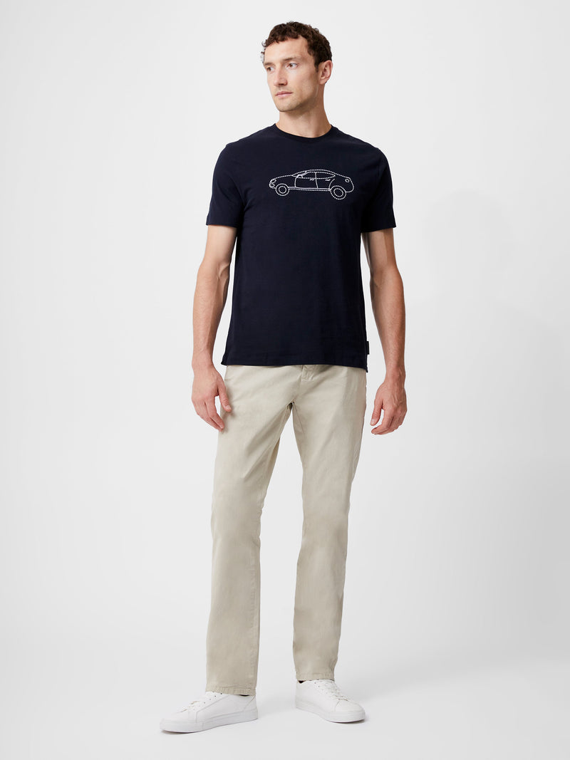 French Connection Embroidered Sports Car Graphic T-Shirt Marine