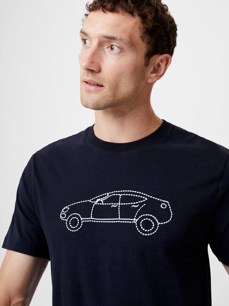 french connection Embroidered Sports Car Graphic T-Shirt Marine