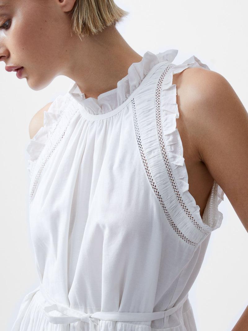 French Connection Emily Tiered Flared Mini Dress Summer White