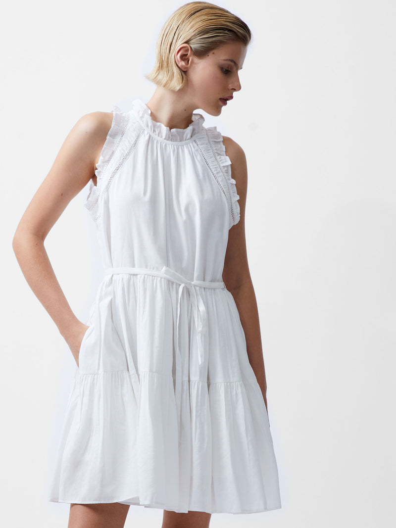 french connection Emily Tiered Flared Mini Dress Summer White