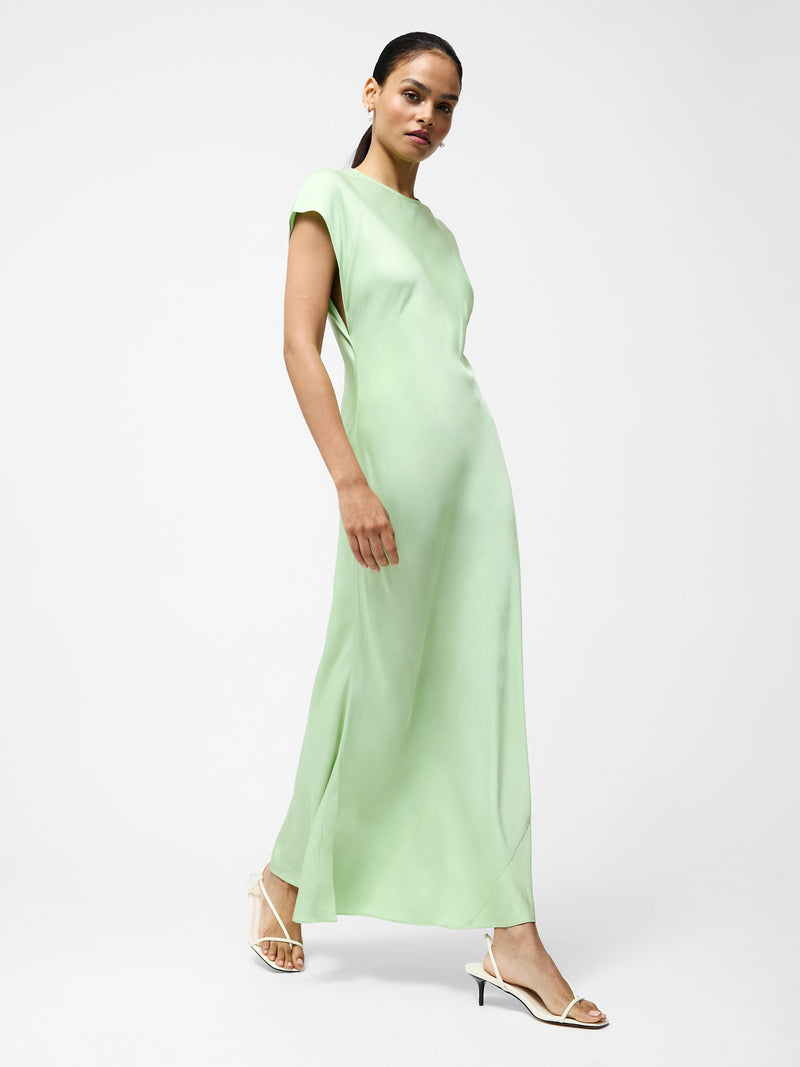 French Connection Ennis Eco Satin Column Shape Dress Apple Green