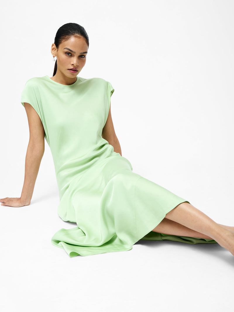 French Connection Ennis Eco Satin Column Shape Dress Apple Green