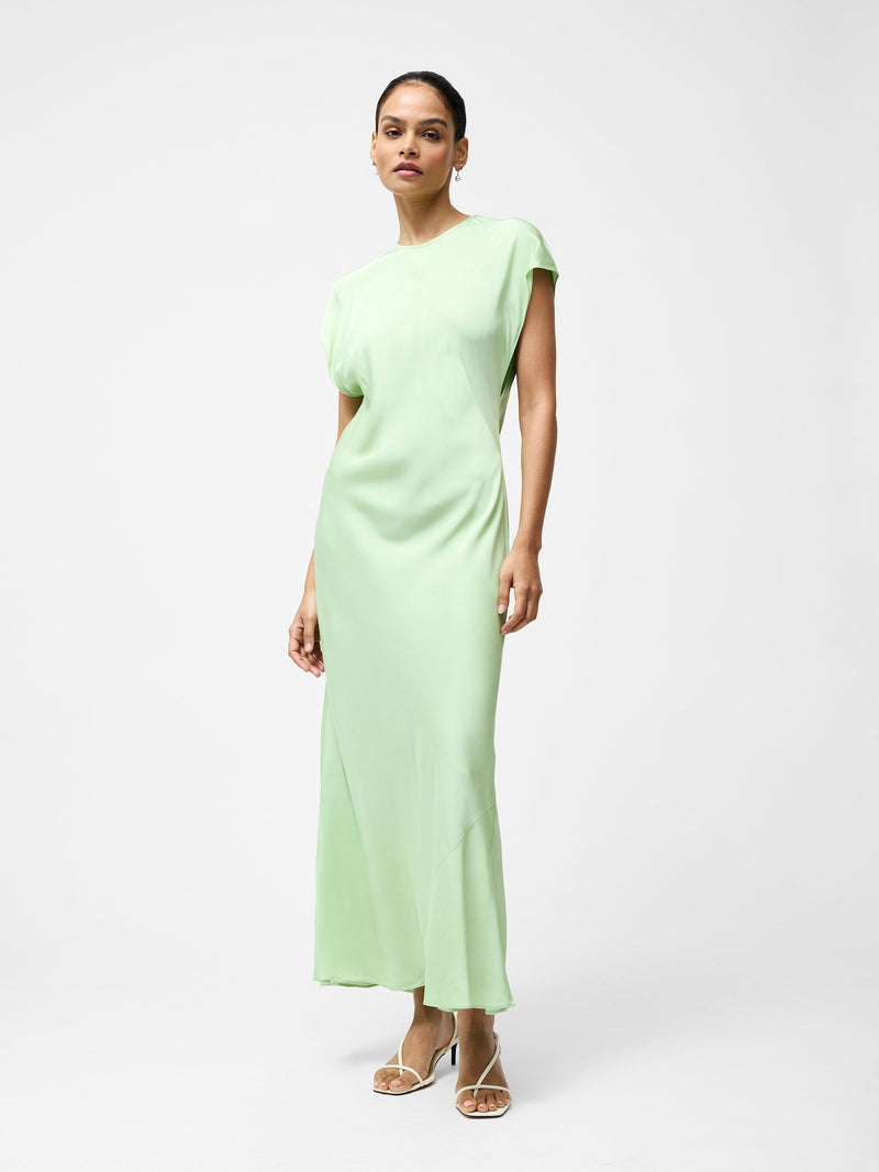 French Connection Ennis Eco Satin Column Shape Dress Apple Green