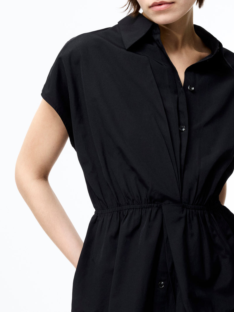 French Connection Era Poplin Twist Knot Shirt Black
