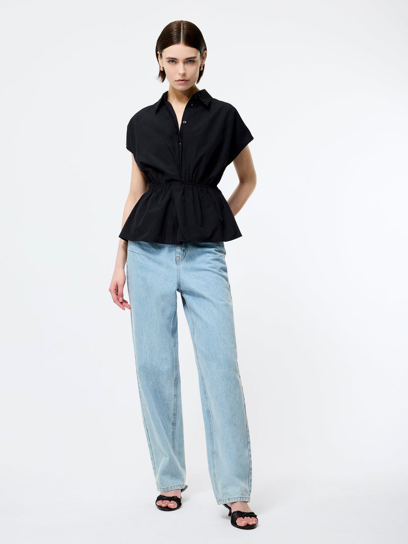 french connection Era Poplin Twist Knot Shirt Black