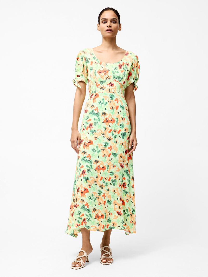 french connection Eve Crepe Scoop Neck Midi Dress Apple Green Multi