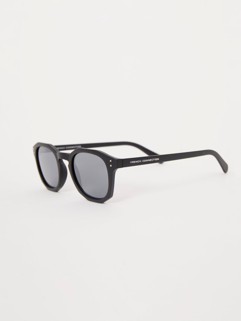 French Connection Faceted Preppy Sunglasses Charcoal