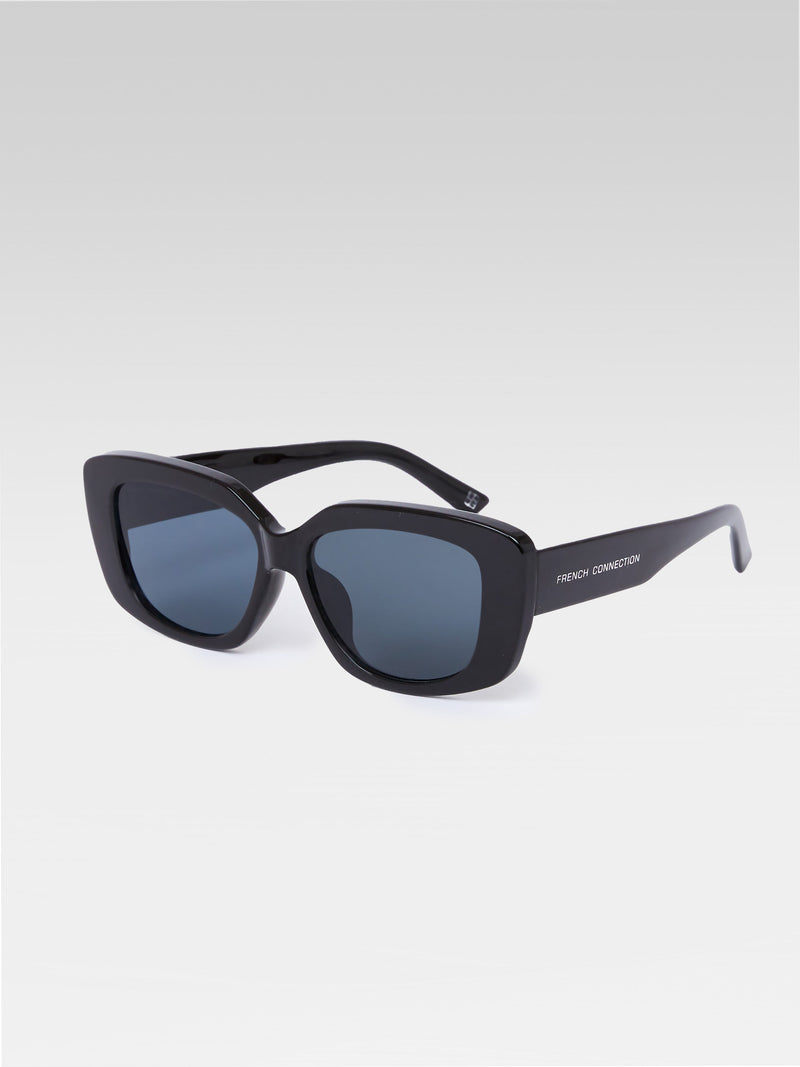 French Connection Fashion Cat Eye Sunglasses Shiny Black