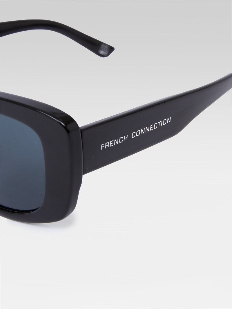 French Connection Fashion Cat Eye Sunglasses Shiny Black