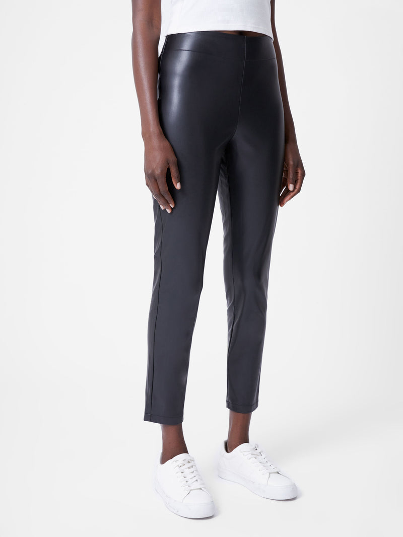 French Connection Faux Leather Side Zip Skinny Trousers Black