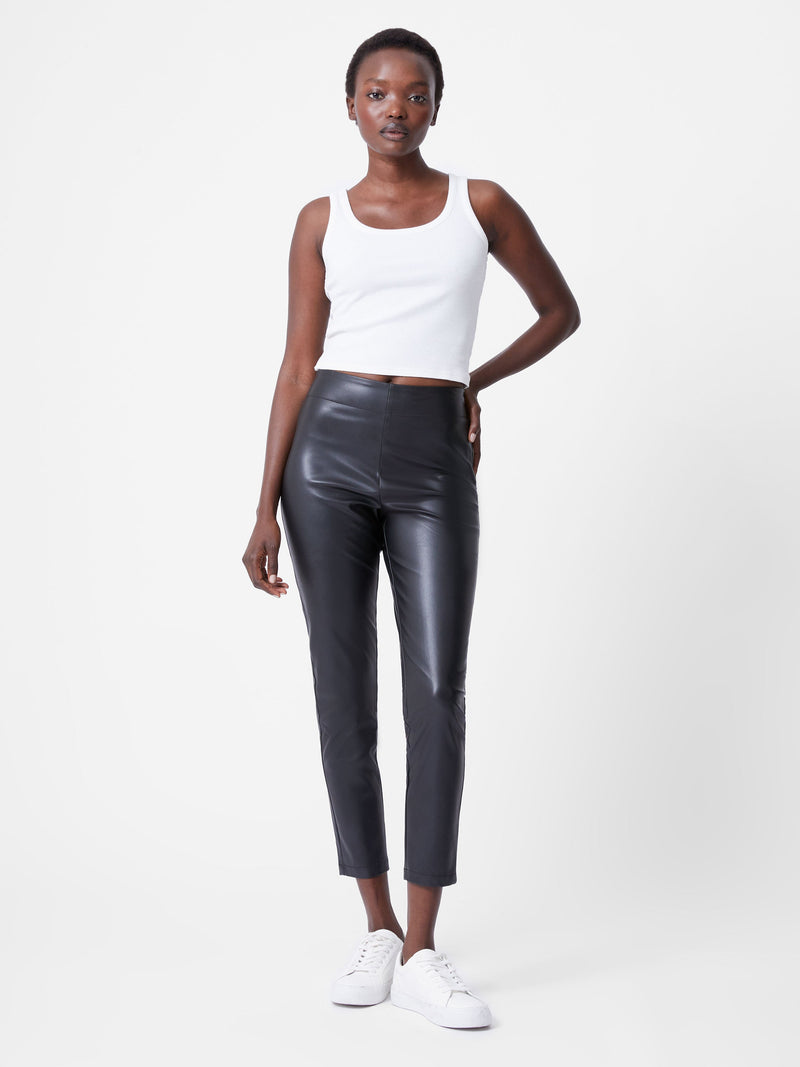 french connection Faux Leather Side Zip Skinny Trousers Black