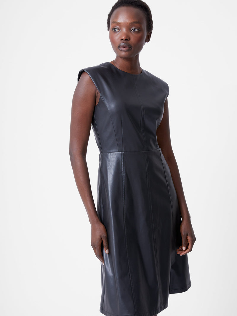 French Connection Faux Leather Sleeveless Dress Black