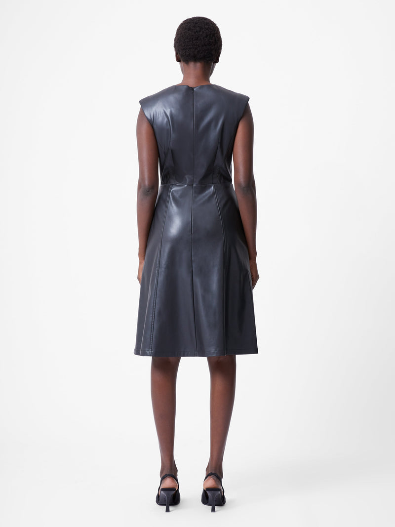 French Connection Faux Leather Sleeveless Dress Black