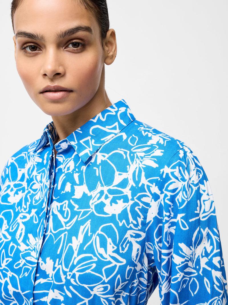 French Connection Fayola Belted Shirt Dress Blue Sea Star