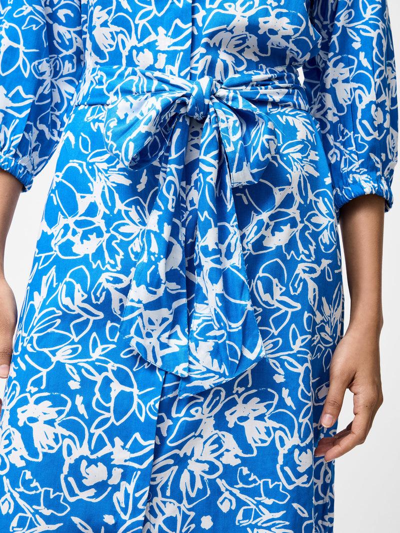 French Connection Fayola Belted Shirt Dress Blue Sea Star