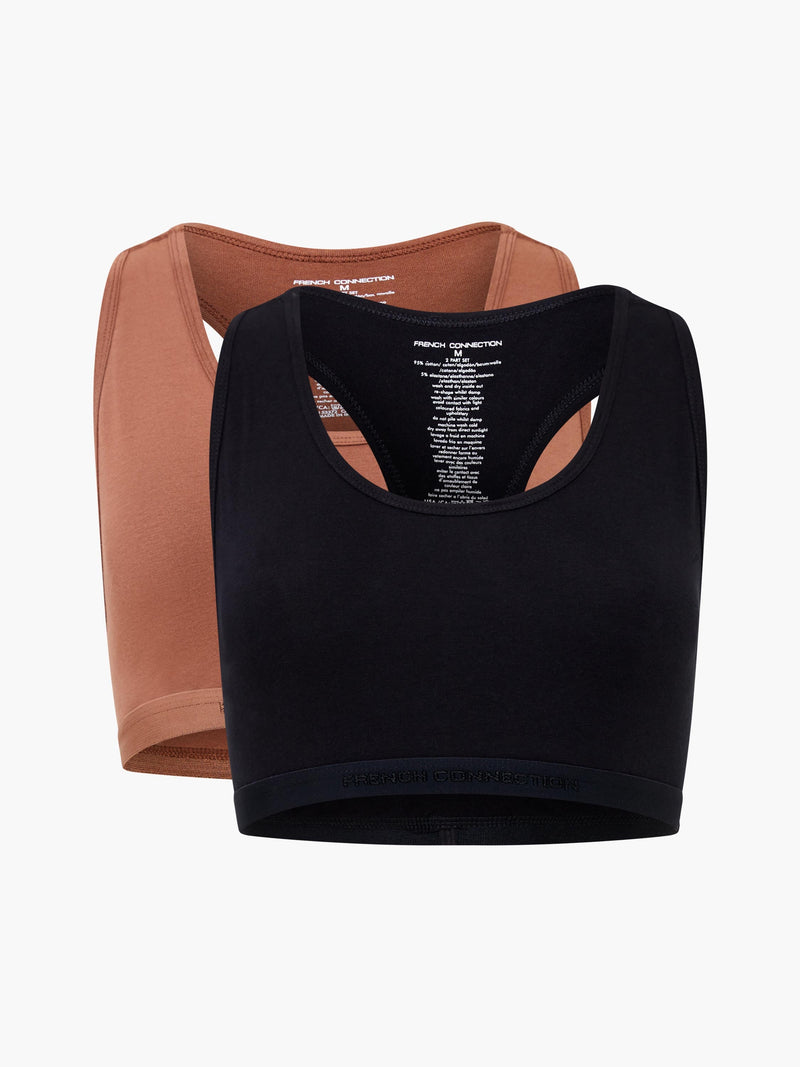 french connection Fc 2 Pack Crop Top Tonal Black/Light Brown