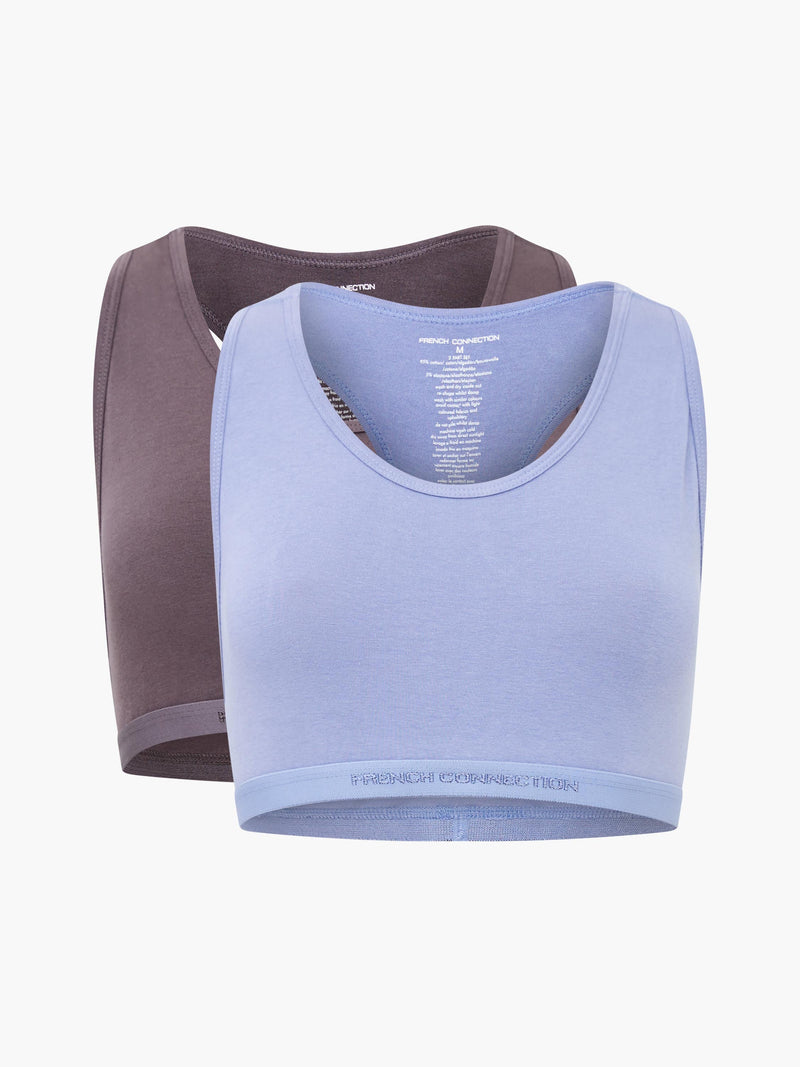 french connection Fc 2 Pack Crop Top Tonal Blue Tempest/Grey Excalibor