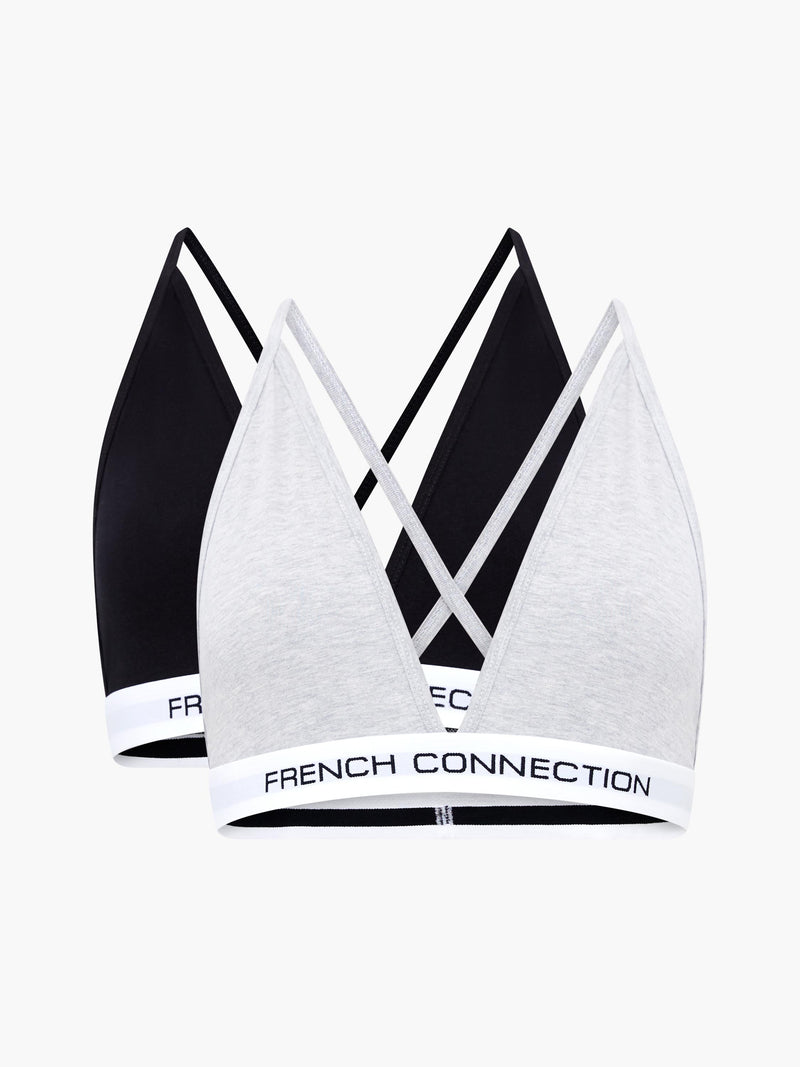 french connection Fc 2 Pack Logo Bralette Black/Grey