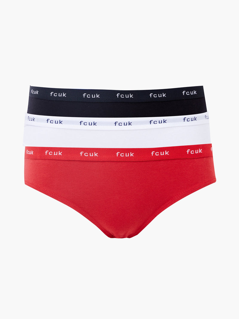 french connection FCUK 3 Pack Briefs Black/White/Red