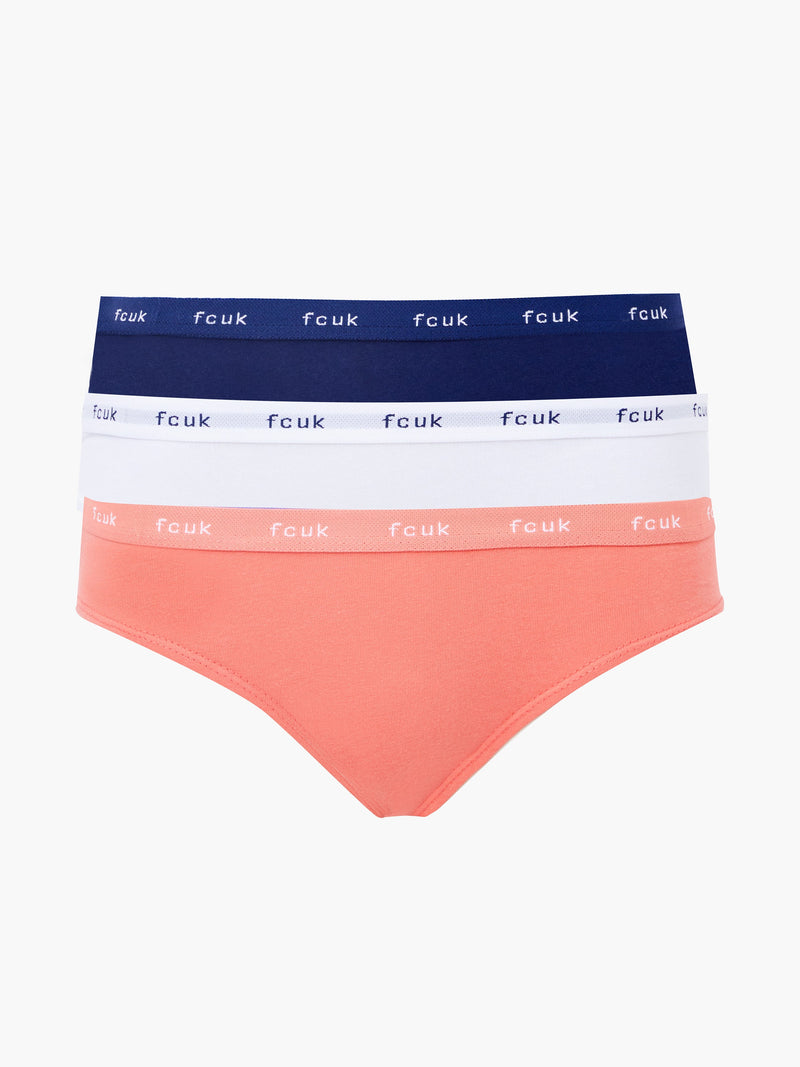 french connection FCUK 3 Pack Briefs Navy/White/Coral